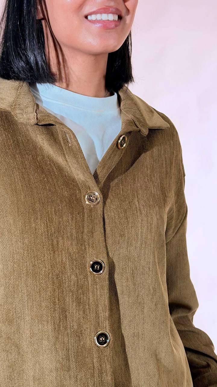 KONTATTO Camicia over bottone oro NH310N VERDE 