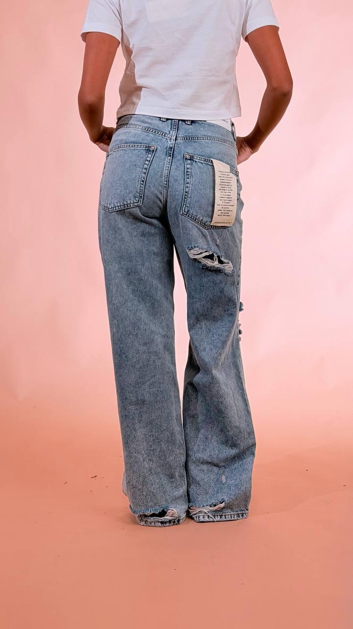 HINNOMINATE Jeans wide leg con strappi HMABW02684 DENIM 