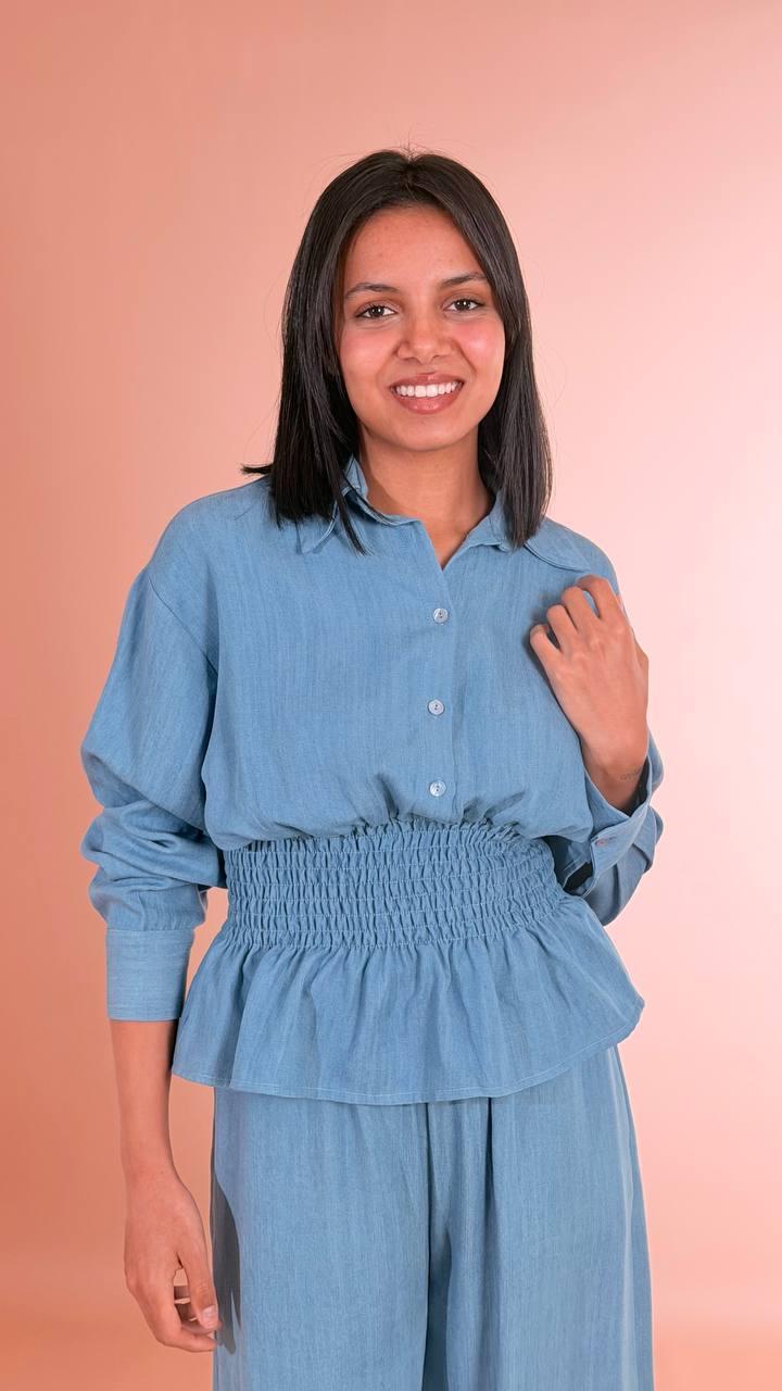 HAVE ONE Camicia con elastico in vita CMA-Q242 DENIM 