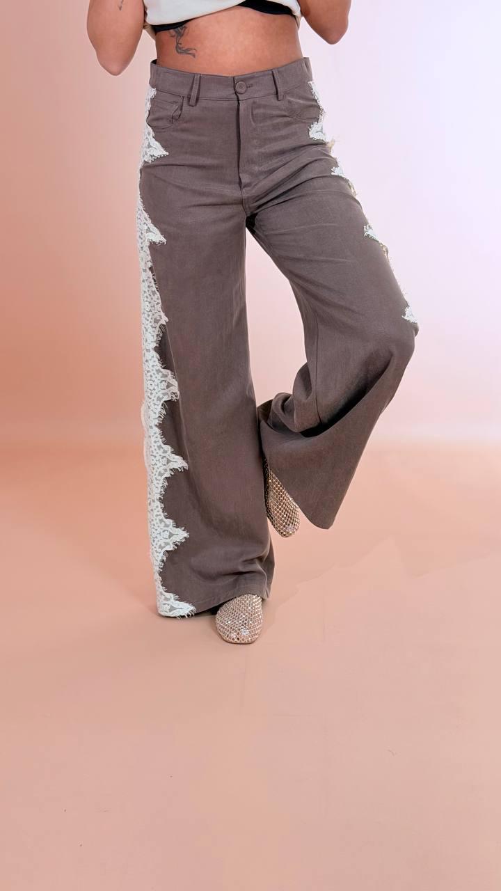 TENSIONE IN Pantalone pizzo PX1296 CIOCCOLATO 