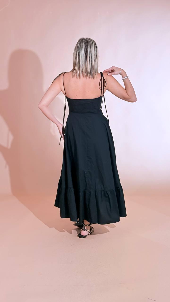 GLAMOROUS Abito midi con nastrini KA7275A NERO 