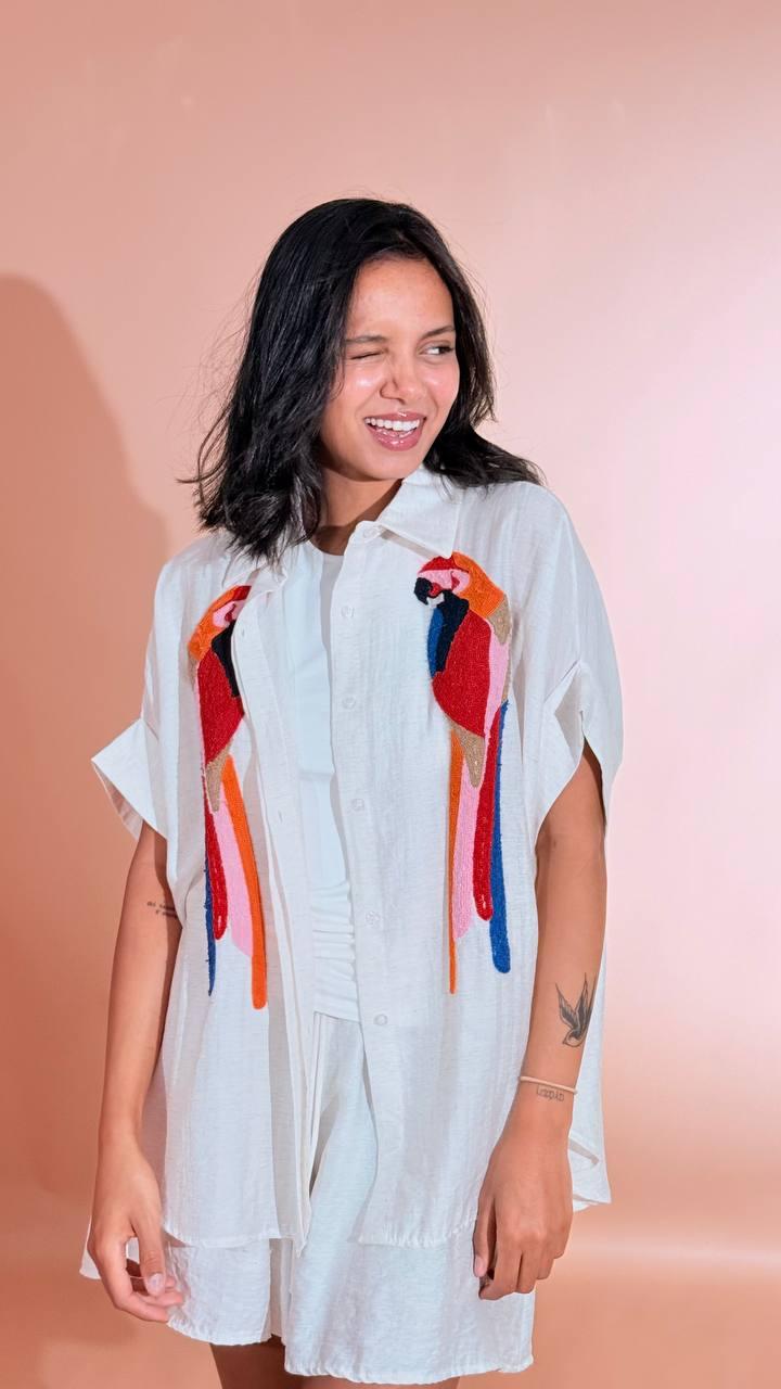 LEVA Camicia ricamo pappagallo ZETA20120  