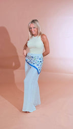 LEVA Foulard fantasia SC004 AZZURRO 