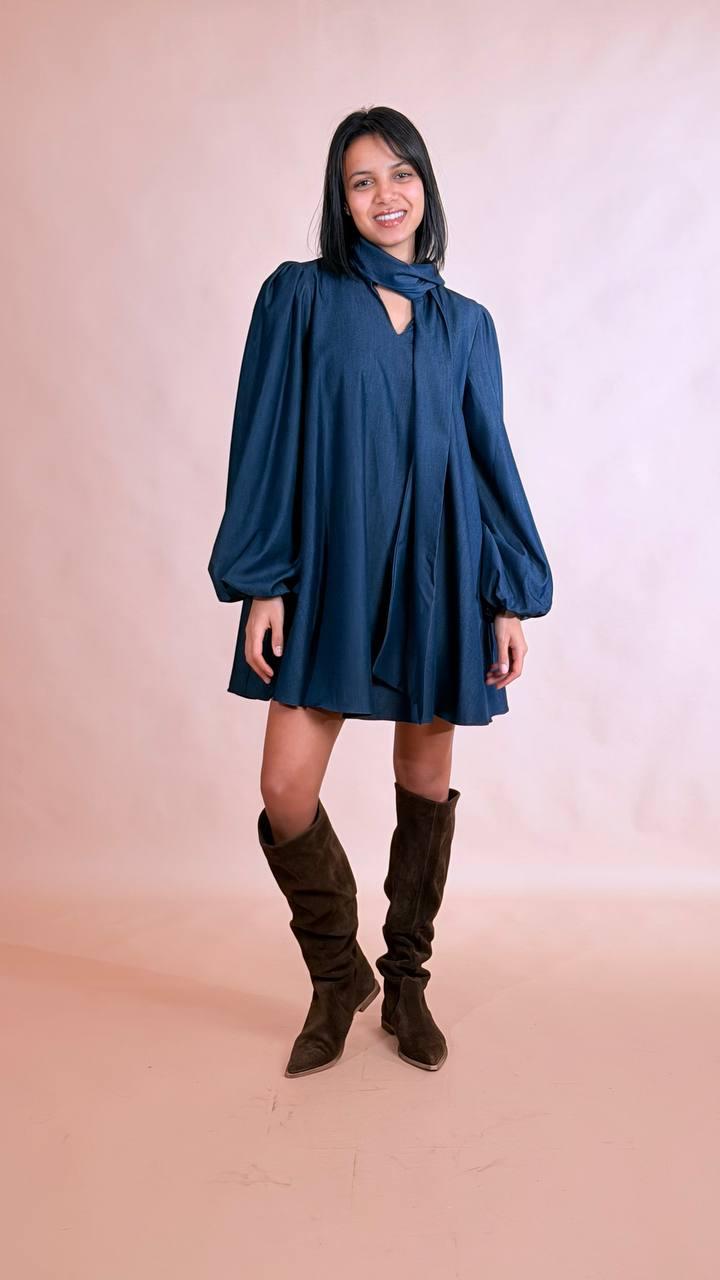 GLAMOROUS Abito fiocco denim AN5532 DENIM 