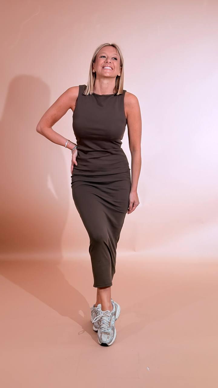 GLAMOROUS Abito stretch 5616 MARRONE 