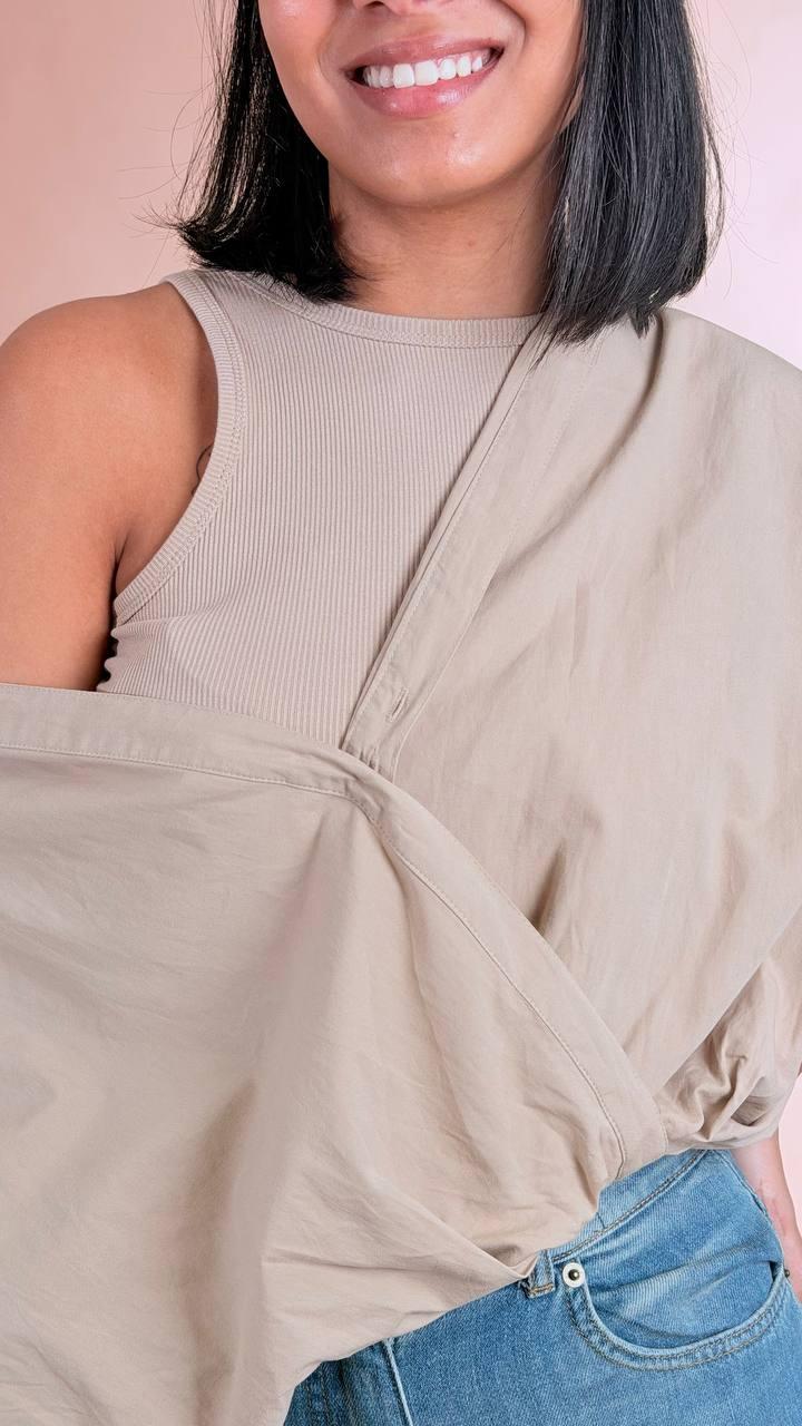 LEVA Camicia palloncino CHF8683 BEIGE 