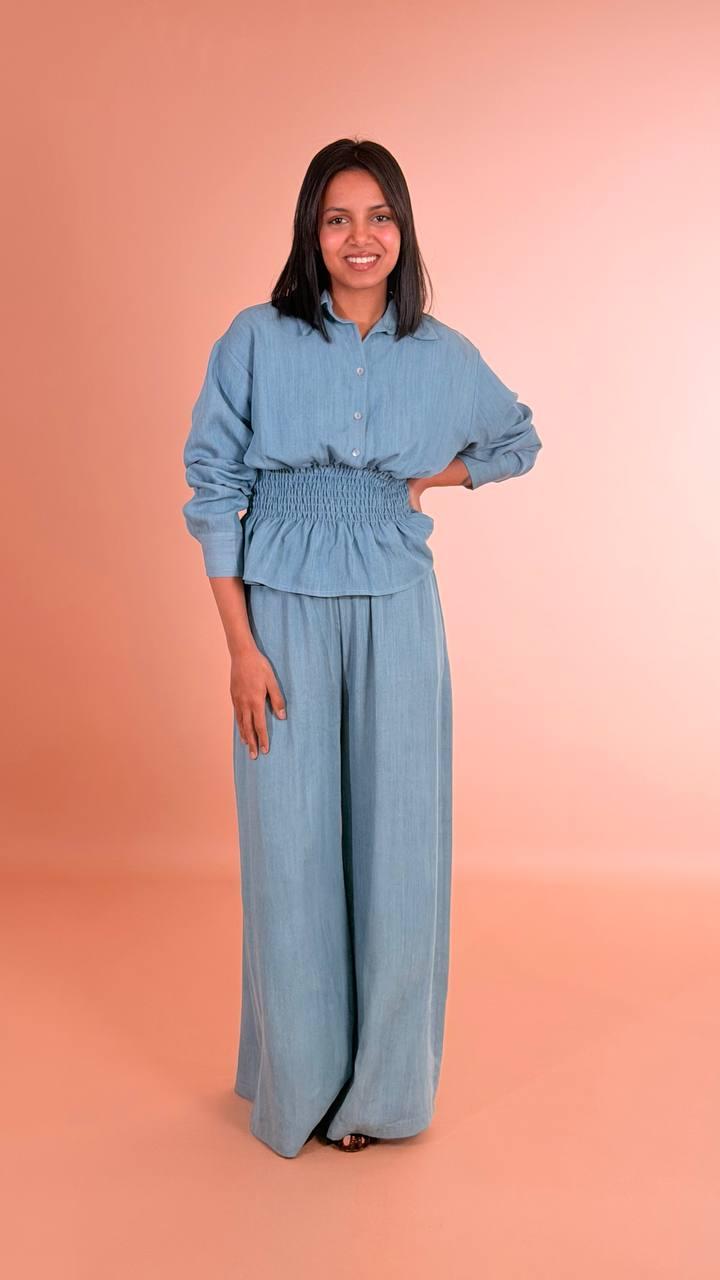 HAVE ONE Camicia con elastico in vita CMA-Q242 DENIM 