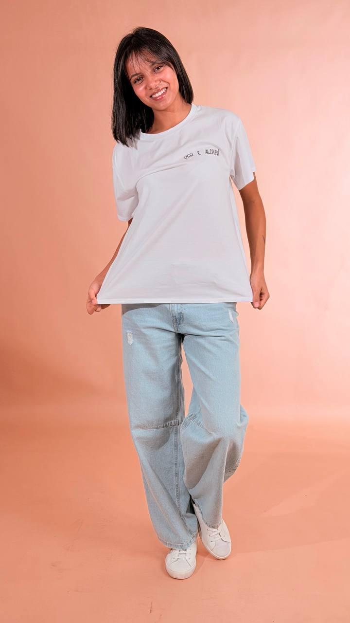 LEVA T-shirt oggi è alcoledi 1008 TF BIANCO 