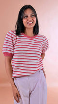 SOYA CONCEPT Maglia rigata trama uncinetto 33788 ROSA 