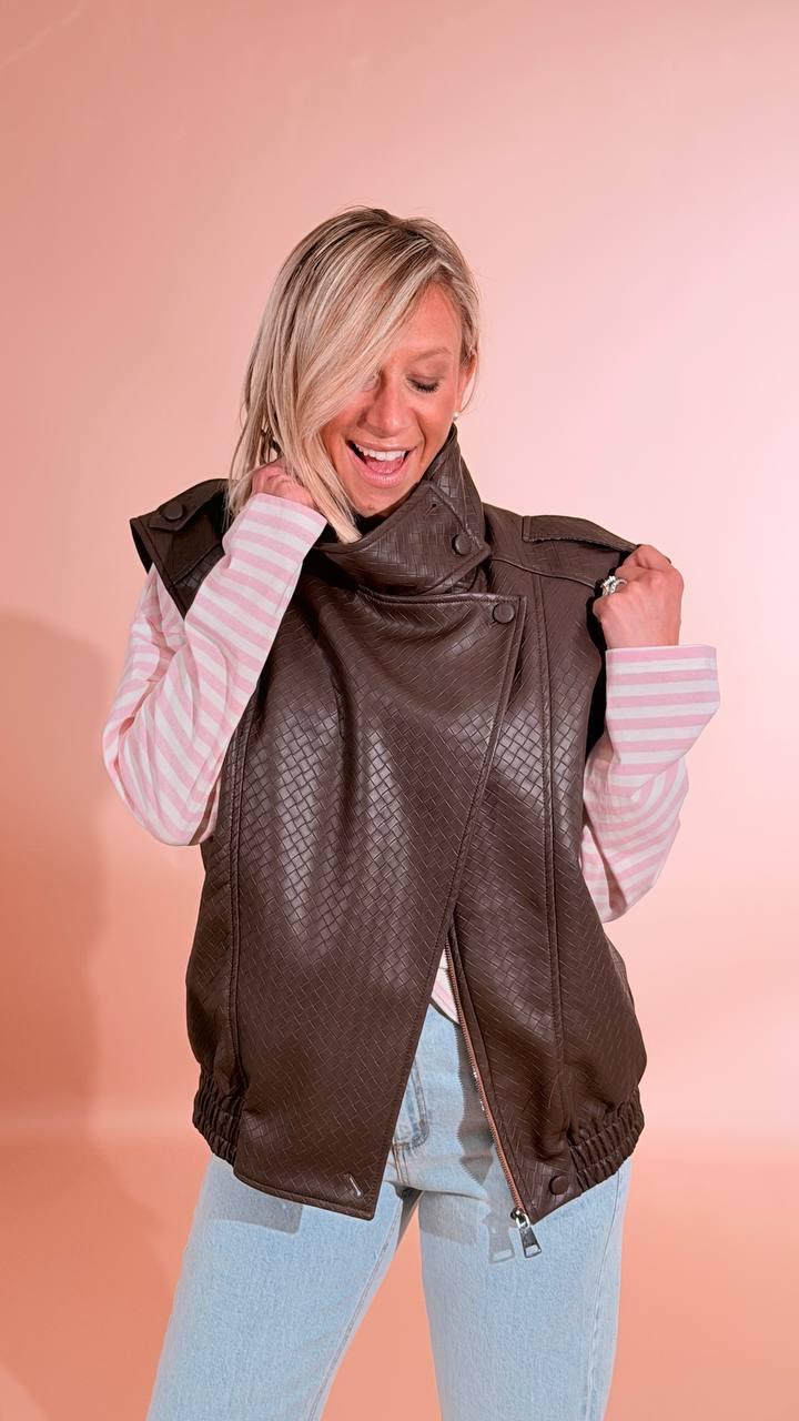 TENSIONE IN Bomber gilet intrecciato 26D4560 MORO 