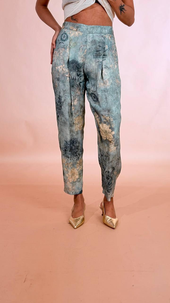 SOUVENIR Pantalone japan scivolato D39N0281 VERDE ACQUA 