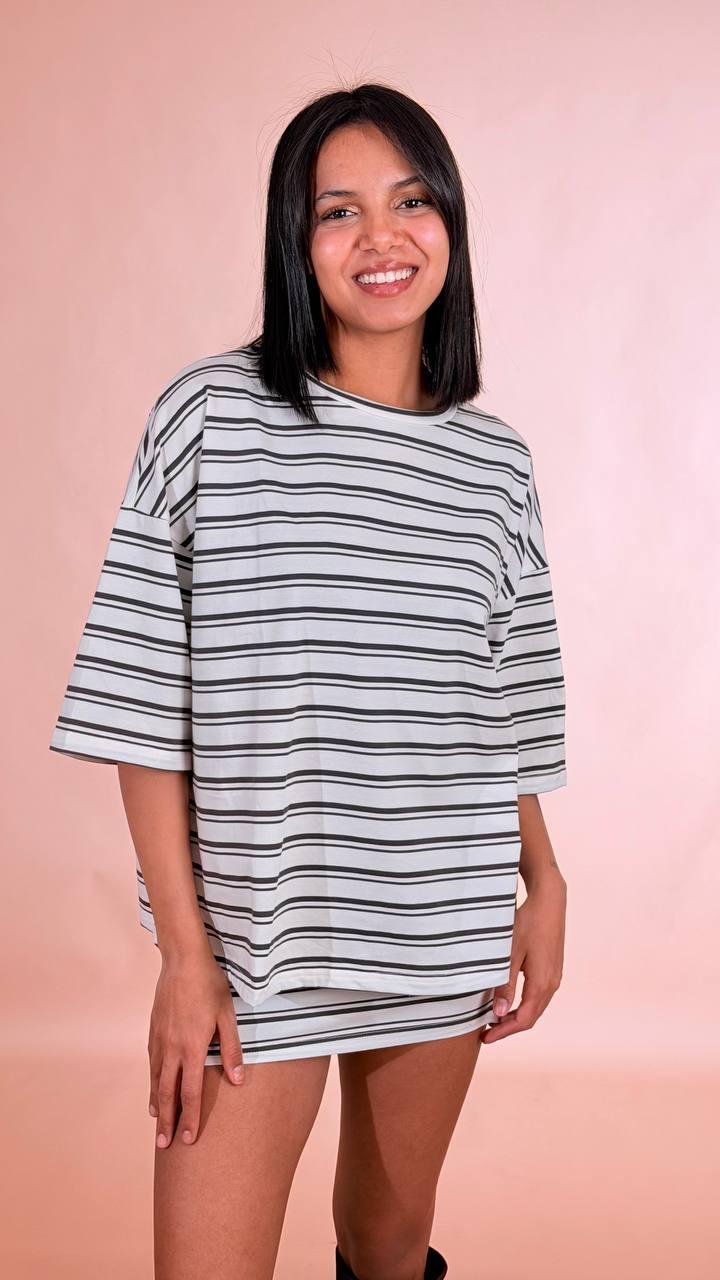 GLAMOROUS T-shirt rigata AN5549 BIANCO 