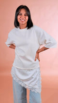 LEVA T-shirt pizzo trasversale 20060 BIANCA 