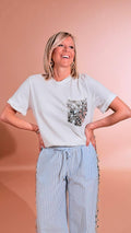 MOTEL T-shirt tasca paillettes S26MC94 BIANCO 