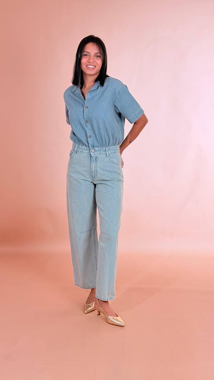 HAVE ONE Jumpsuit denim mezza manica YGZ-Q004 DENIM 