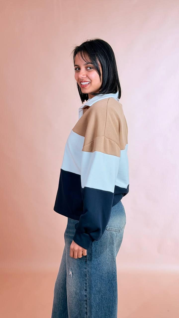 HAVE ONE Polo rigata FVS-Q034 BEIGE/BIANCO/BLU 