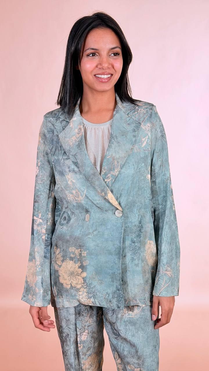 SOUVENIR Blazer japan scivolato D39N0280 VERDE ACQUA 