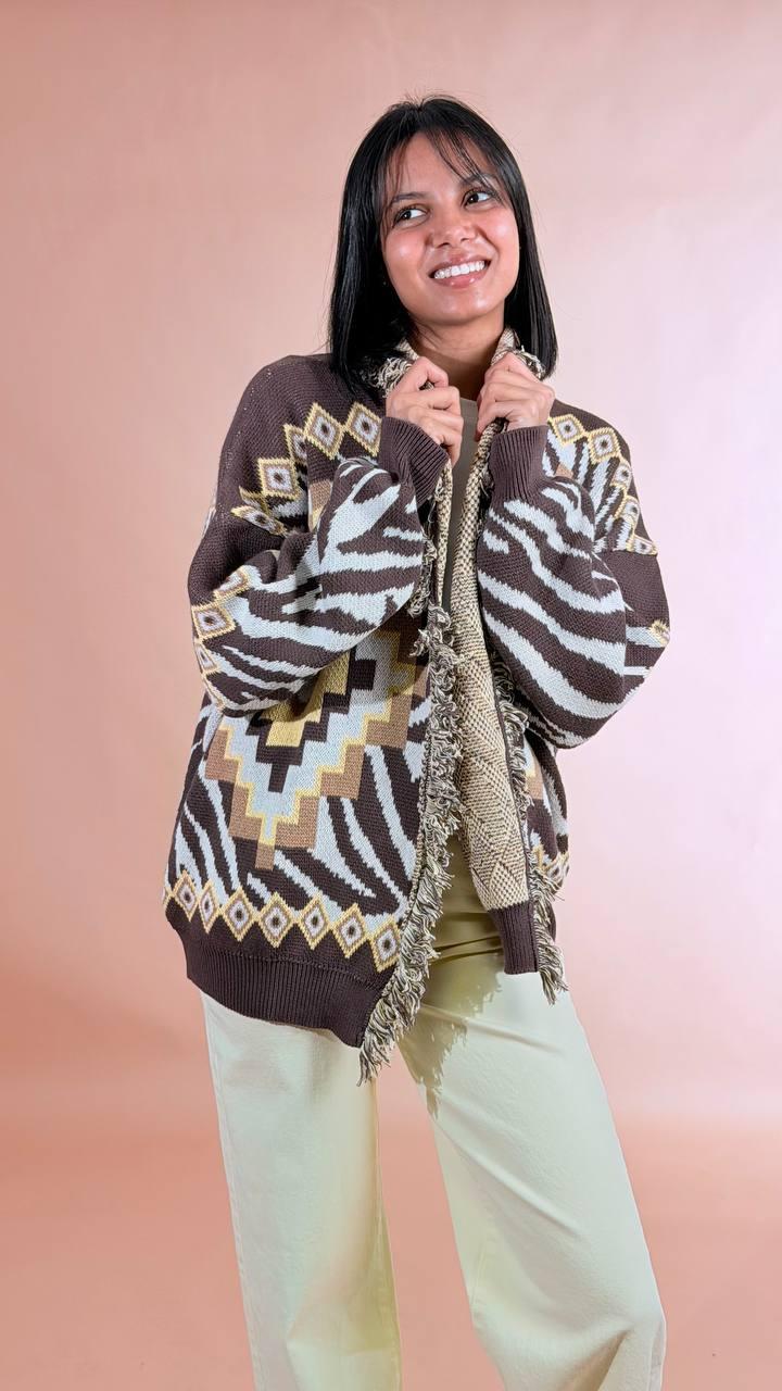 TENSIONE IN Cardigan zebra P6HMG25A414 MORO 