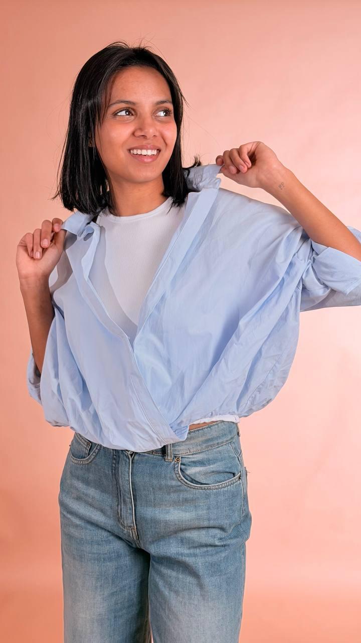 LEVA Camicia palloncino CHF8683 AZZURRO 