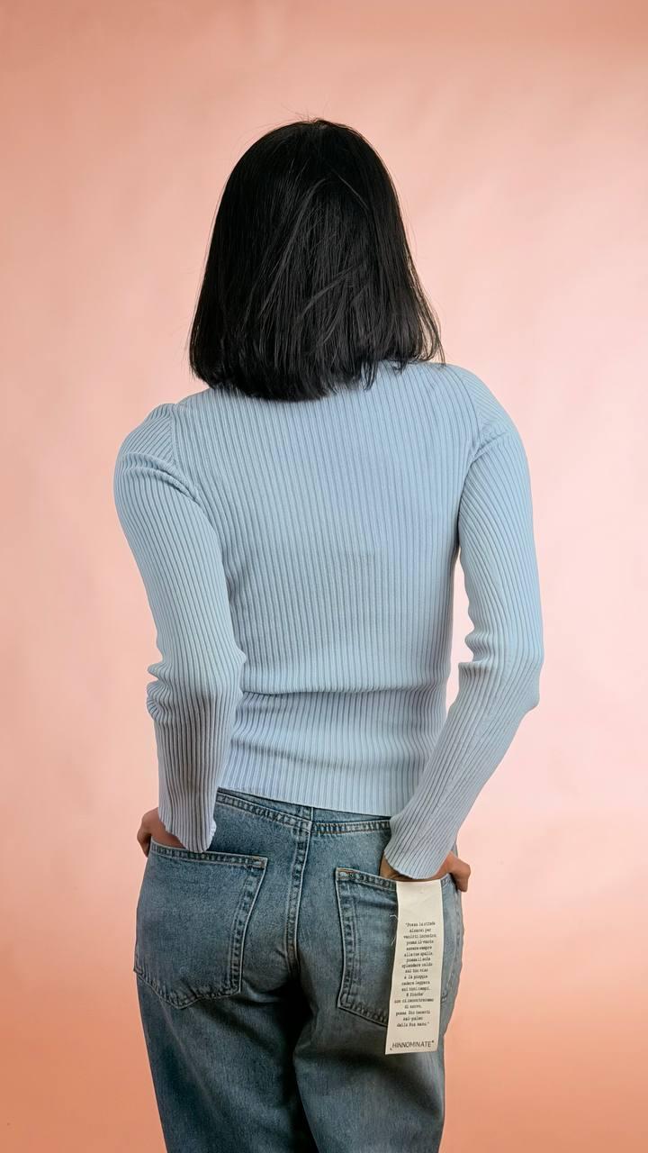 KONTATTO Maglia scollo quadrato 63%vi 37%pa 3M0830C AZZURRO 
