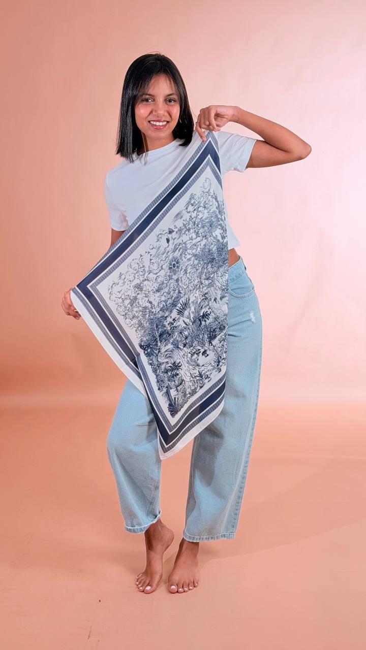 LEVA Foulaurd blu stampa 12154 BLU 