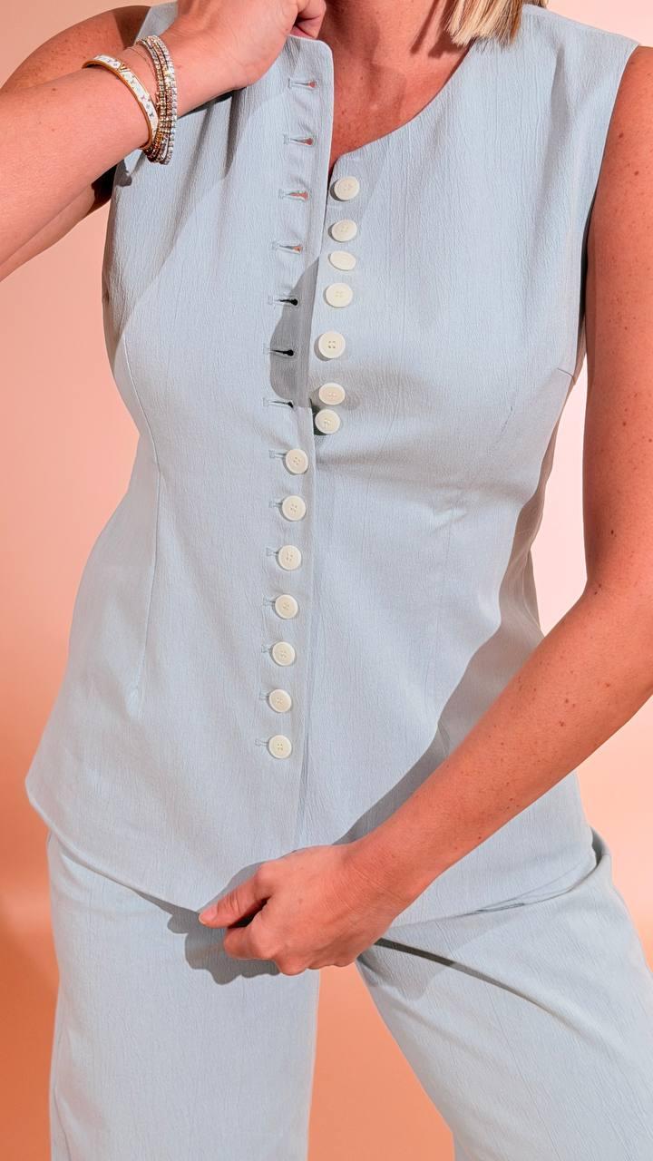 ELLEH Gilet bottoncini SS260145 CELESTE 