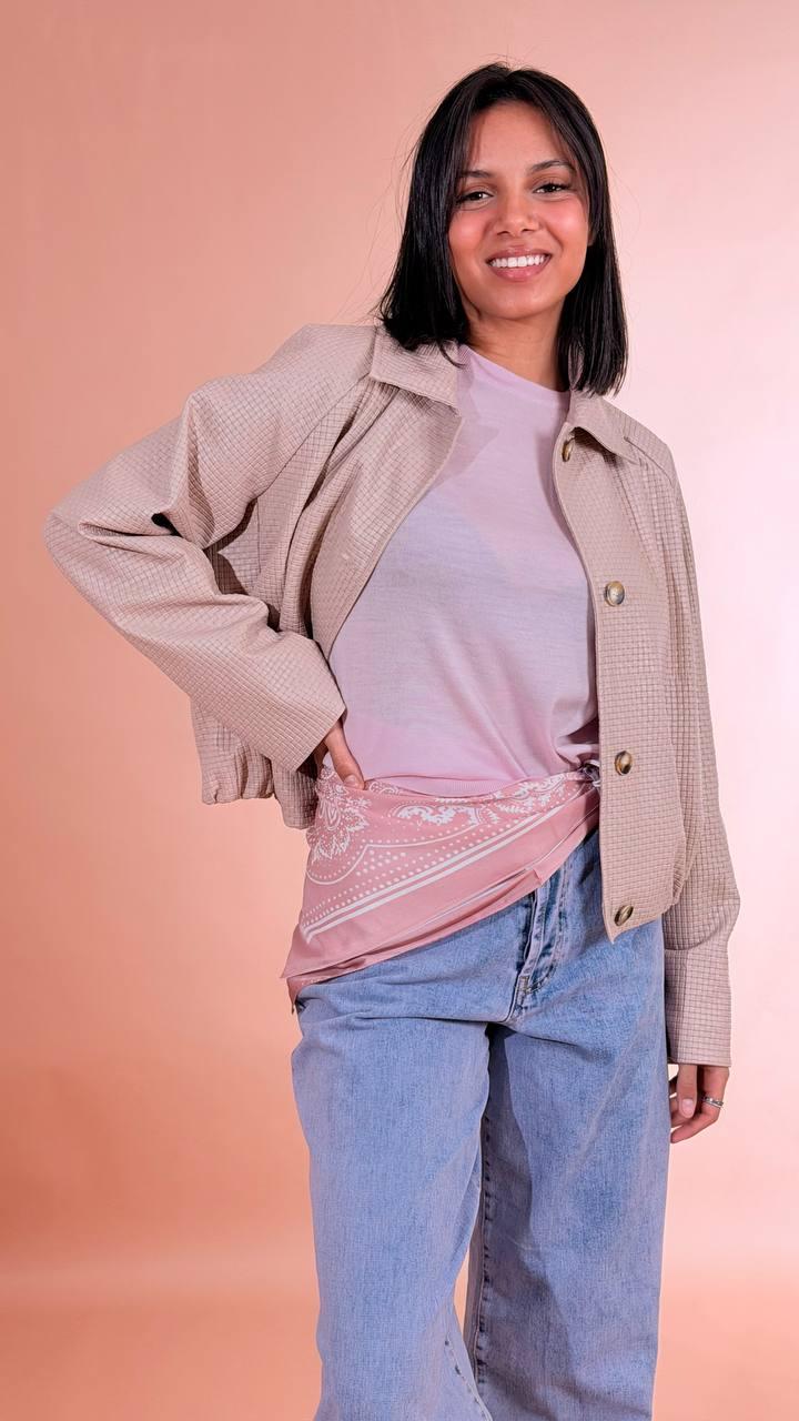 HAVE ONE Bomber intrecciato eco pelle KNO-Q056 ROSA 