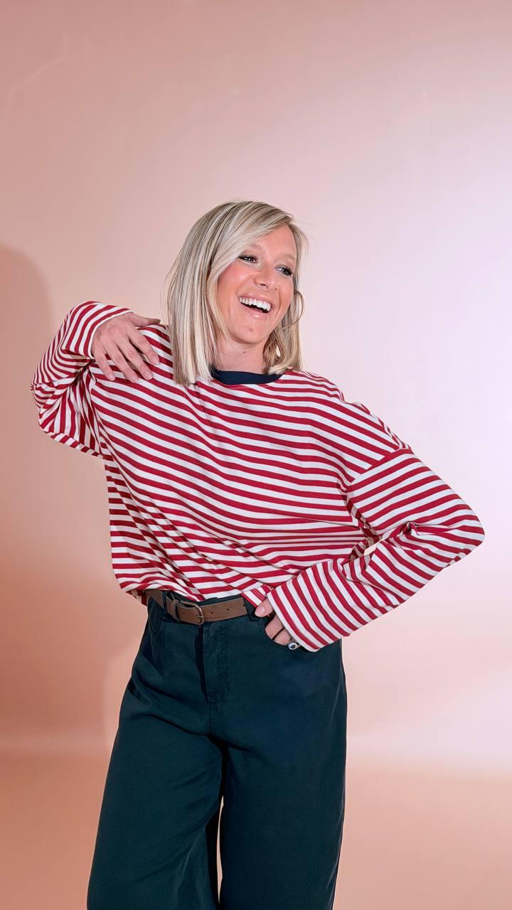 TENSIONE IN T-shirt righe 26M4116 ROSSO 