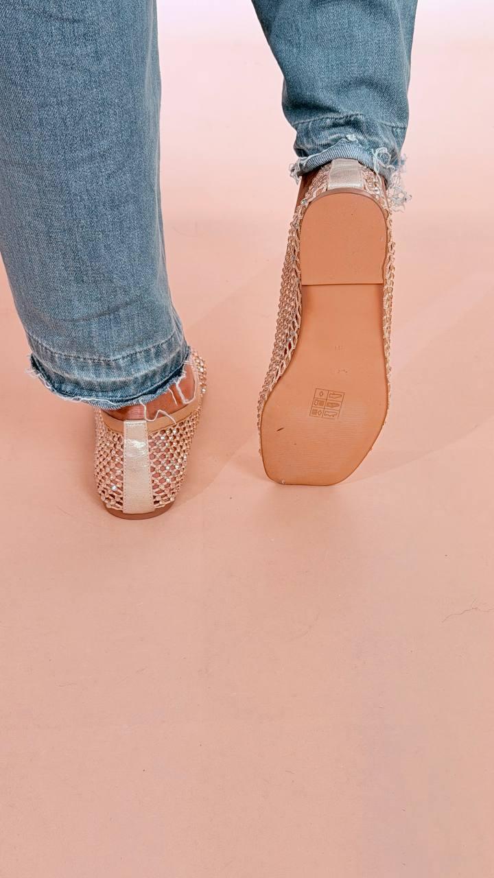 OVYE Ballerina in rete con strass VERNICA444 ORO 