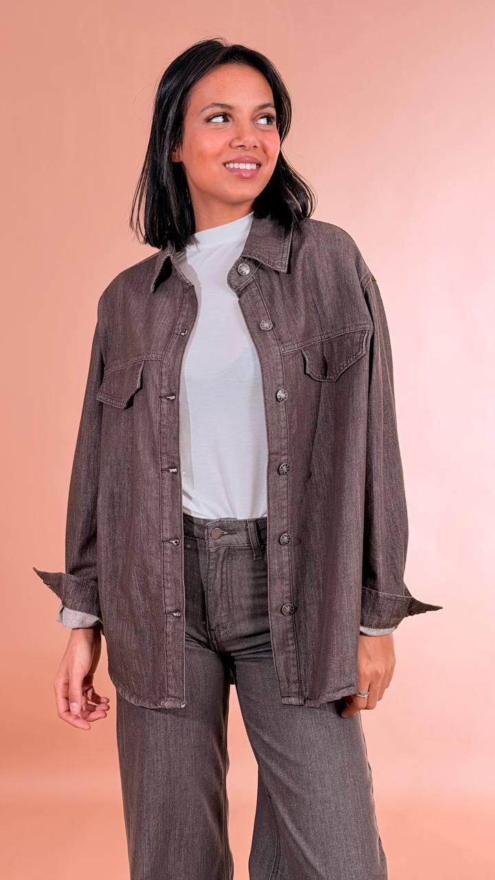 LEVA Camicia denim marrone 91co 9pl FX5201/A MARRONE 
