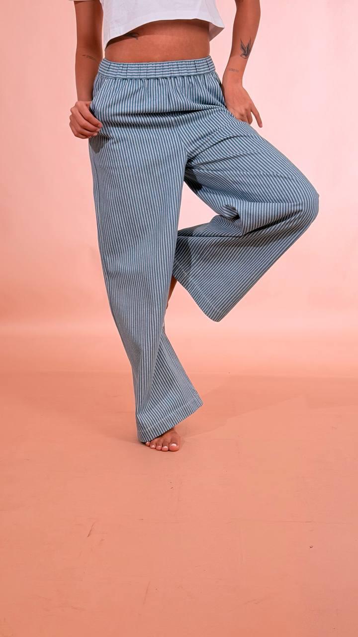 ELLEH Pantalone rigato SS260179 BLU 
