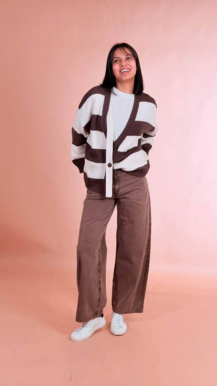 HAVE ONE Cardigan rigato MFP-Q084 MORO 
