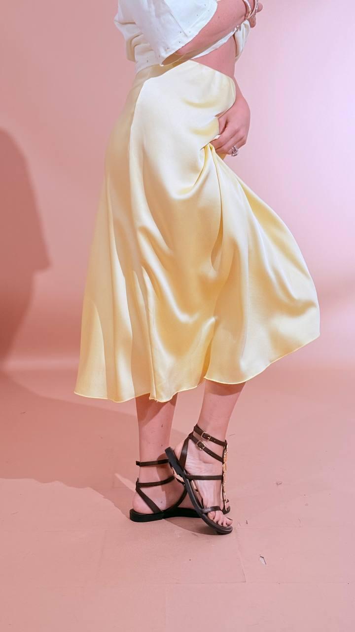 LEVA Gonna effetto satin L5029 GIALLO 