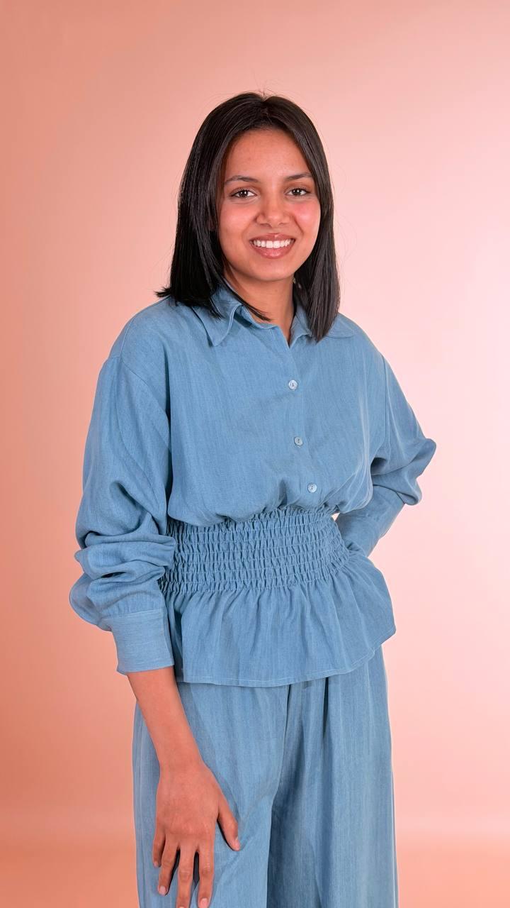 HAVE ONE Camicia con elastico in vita CMA-Q242 DENIM 