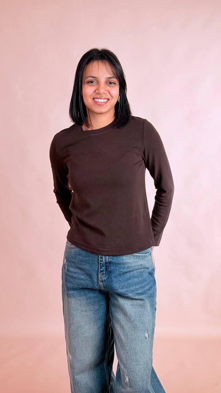 LEVA T-shirt manica lunga AL1362 MARRONE 