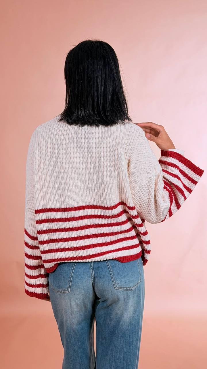 HAVE ONE Maglia scatola serafino MNC-Q086 ROSSO/PANNA 