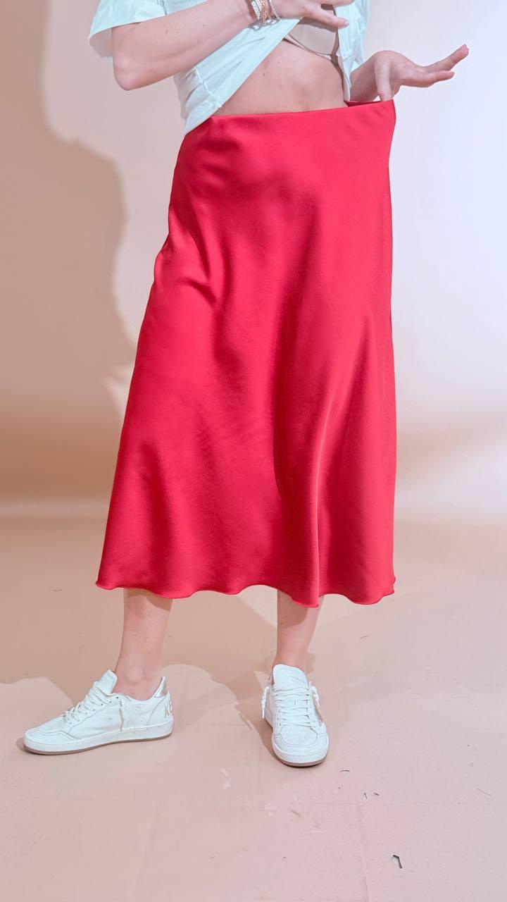 LEVA Gonna effetto satin L5029 ROSSO 