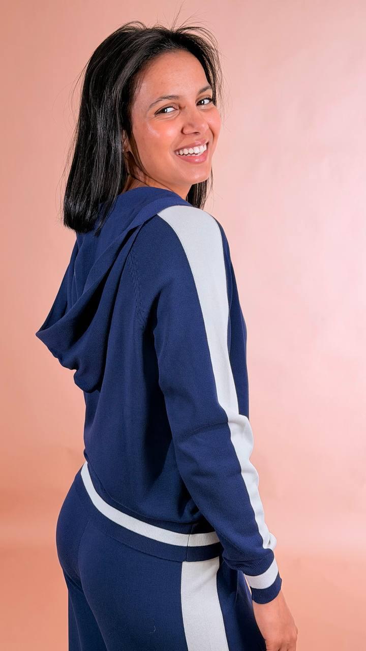 FRACOMINA Cardigan in maglia con cappuccio FJ26ST8002K41801 BLU 