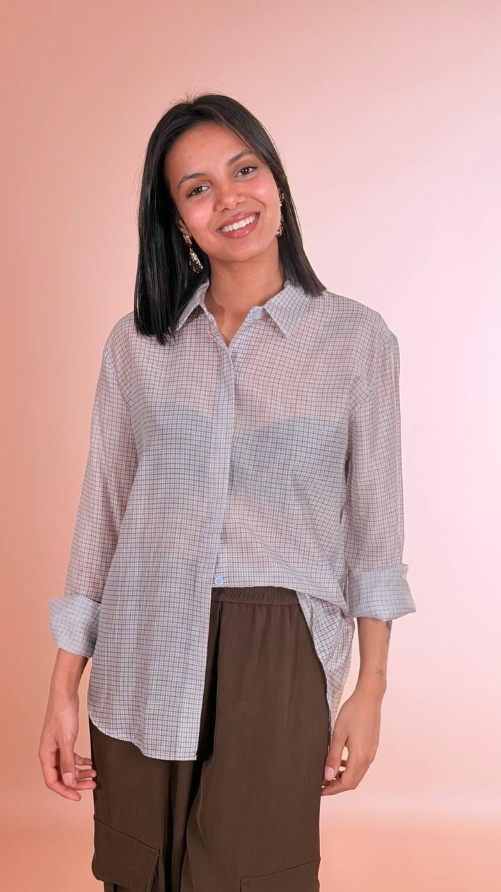 HAVE ONE Camicia check CJK-Q088 AZZURRO 