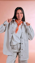 GLAMOROUS Camicia di jeans slavata AN5132 GRIGIO 