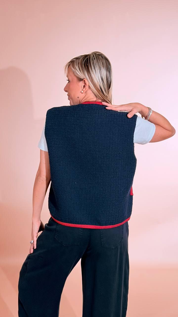 TENSIONE IN Gilet bicolore 38907 BLU/ROSSO 