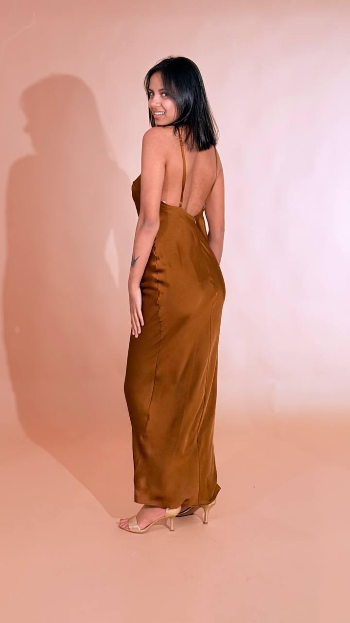 SILENCE Querida dress SLAB018 BORWN 