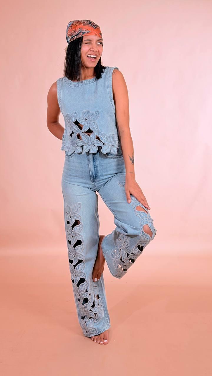 H2O Denim taglio laser petali JIPA DENIM 