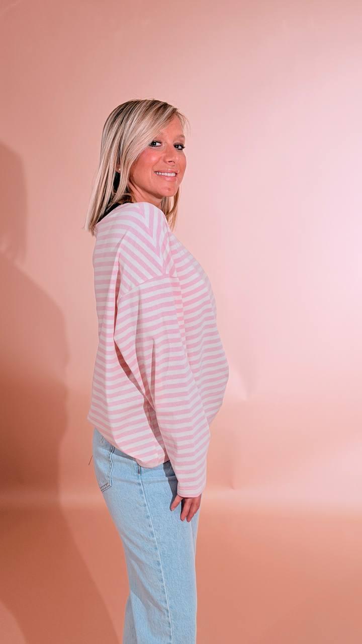 TENSIONE IN T-shirt righe 26M4116 ROSA 