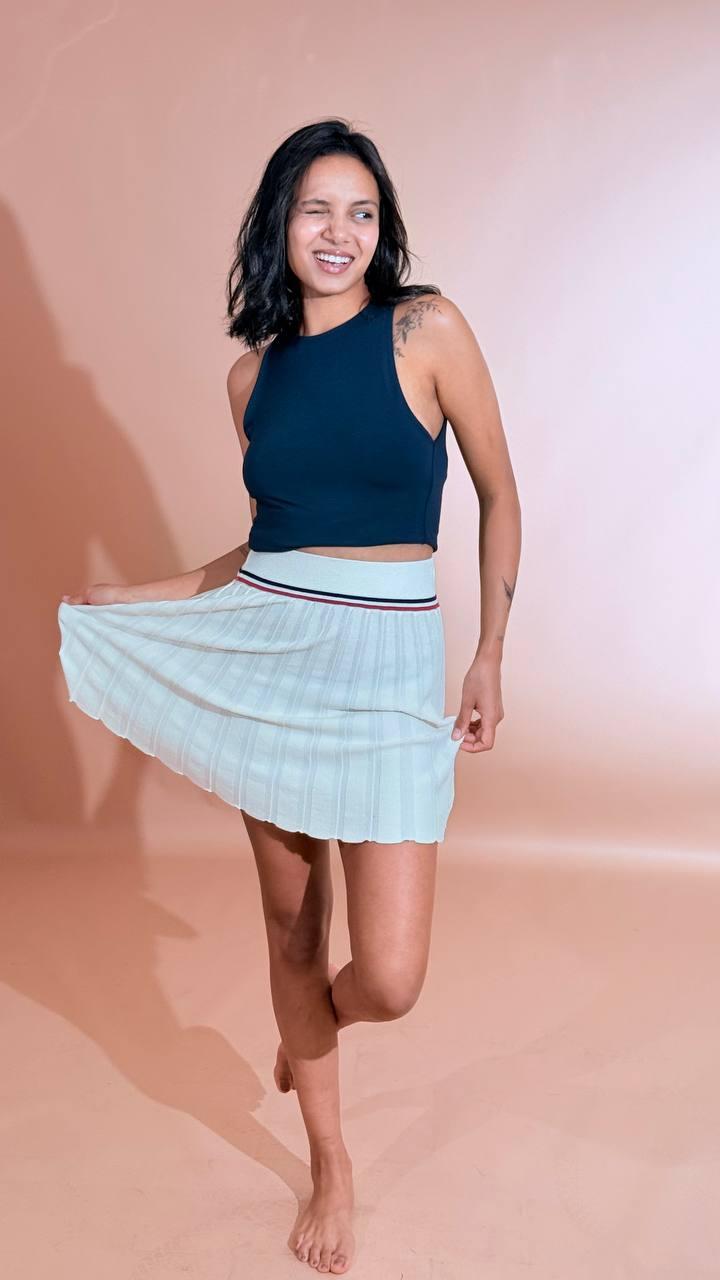 HINNOMINATE Minigonna pieghe in maglia HMABW02475 PANNA 