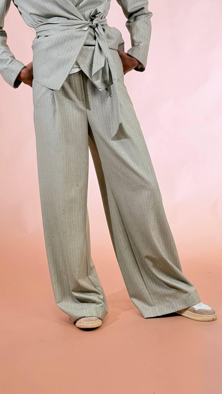 KONTATTO Pantalone gessato MA6012C KAKI 