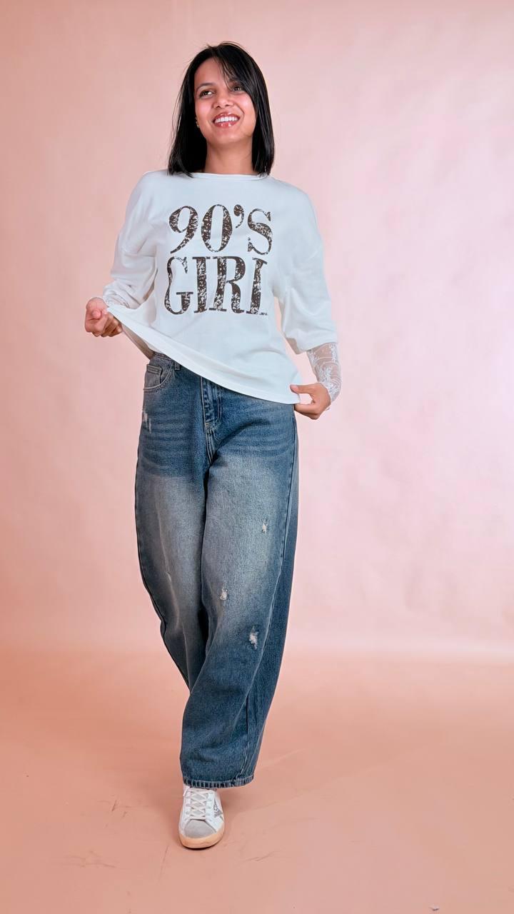 MOTEL T-shirt manica pizzo NE751 PANNA 