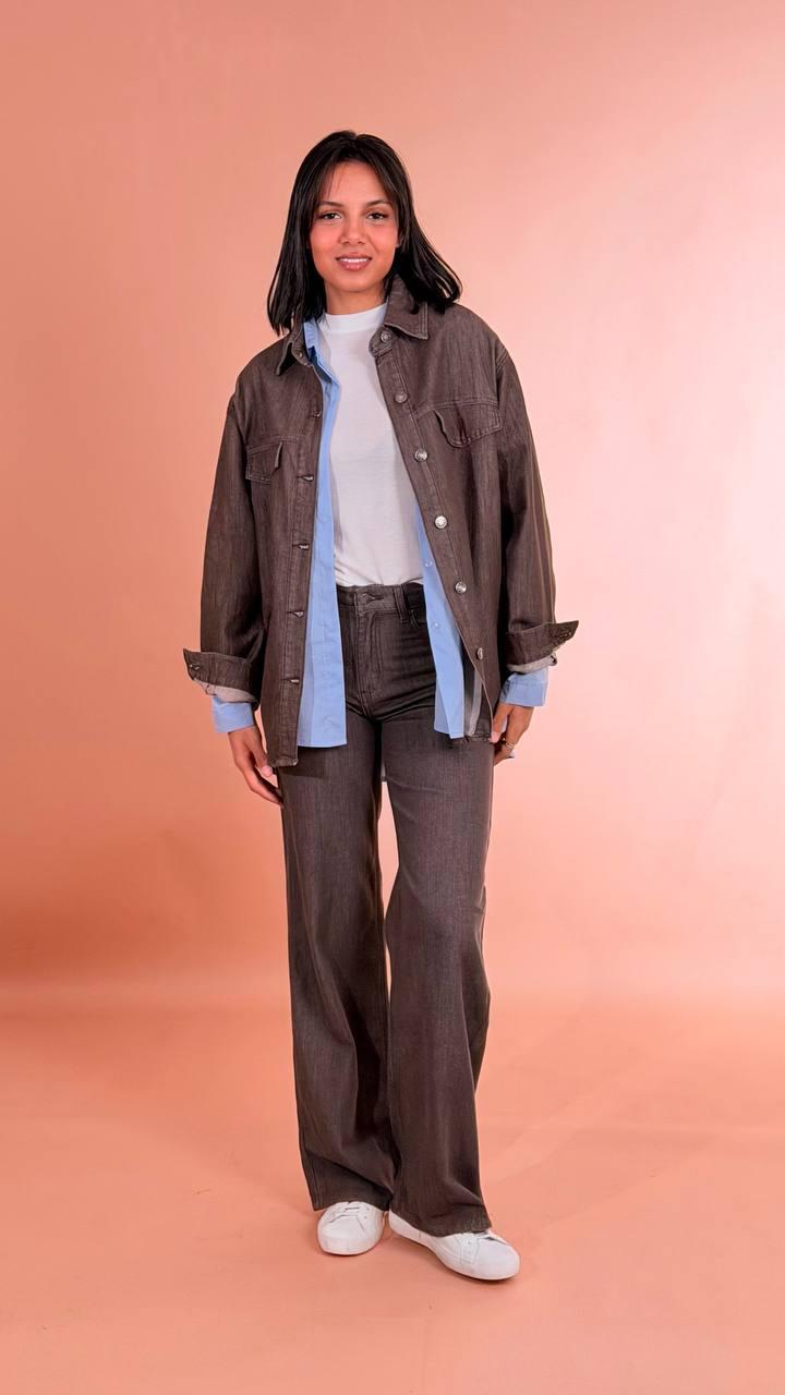 LEVA Denim tela tinta 50co41pyocel 9pl FX5203/A MARRONE 