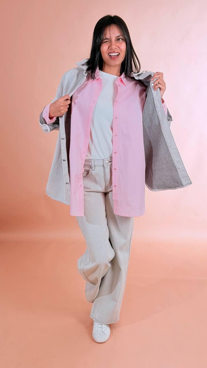 GLAMOROUS Camicia di jeans slavata AN5132 GRIGIO 