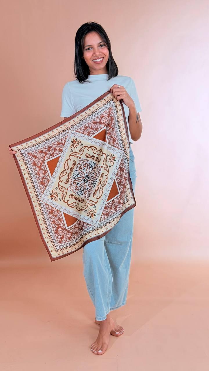 LEVA Foulard geometrico SC45421 CUOIO 
